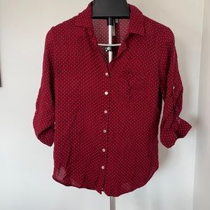 Red button down shirt
